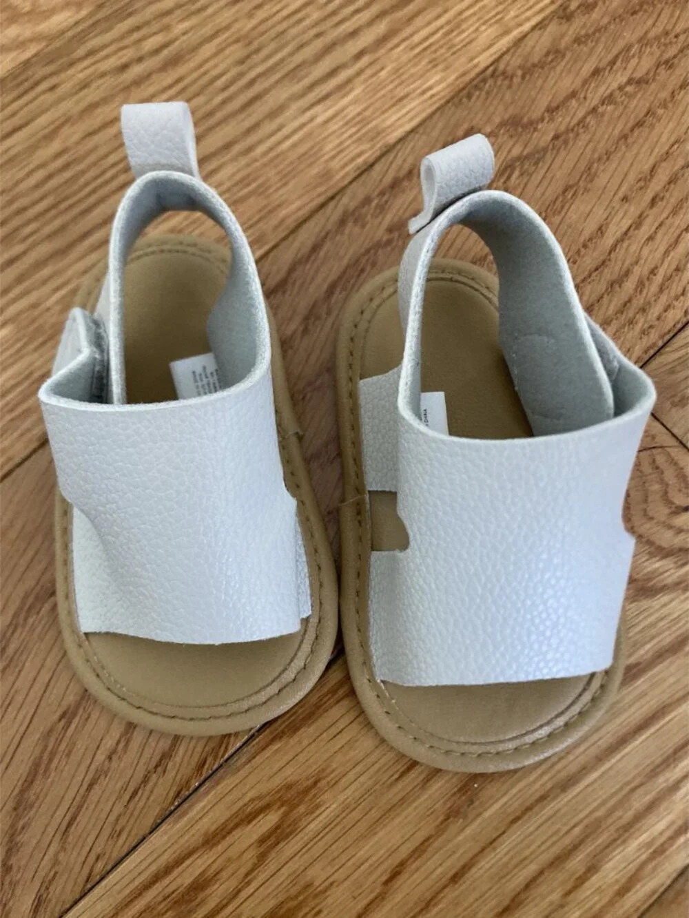 First Steps Baby Faux Leather Sandals With Soft Sole White & Beige Lightweight &